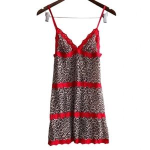 Rampage Intimates Vintage Y2K Leopard Print Lace Sexy Chemise Lingerie Nighty